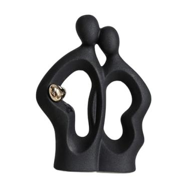 Imagem de MotiveTech Estatueta de Casal de Namorados, Ornamento Moderno de Mesa, Escultura Abstrata para Decoração de Aniversário, Quarto, Sala de Estar e Casa, Preto