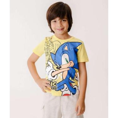 Imagem de Camiseta Infantil Estampada Sonic Tam 4 a 10-72452, 10, Amarelo