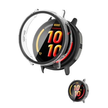 Imagem de Capa para Garmin Bounce 2, capa protetora NOUKAJU Smart, película de vidro temperado 9H integrada, PC rígido, fácil de instalar, protetor de tela para relógio esportivo Garmin Bounce 2 (transparente)