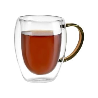 Imagem de Xícara em Vidro Borossilicato Parede Dupla | 350ml | Isolamento Térmico Elegante (Marrom)