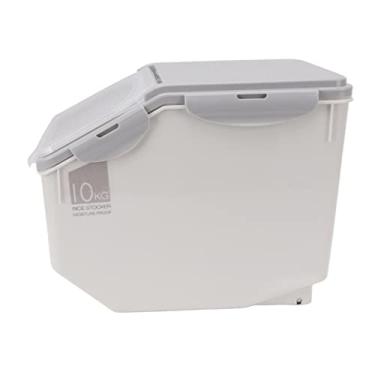 Imagem de YOUTHINK Recipiente de Armazenamento de Arroz, Organizador Hermético de Grãos de Alimentos de Plástico Com Copo para Suprimentos de Cozinha e Frescor Duradouro (Cinza 10KG)