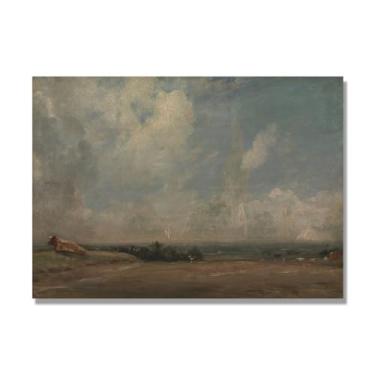 Imagem de NHLDZYH Impressão em tela estilo John Constable (paisagem 37), painel de tela de paisagem romântica, decoração de parede com tema de natureza para quarto ou escritório. 50 x 70 cm. Somente tela