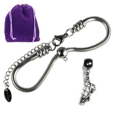 Imagem de Pulseira de xilofone - Joia de xilofone para adultos - Instrumento profissional de xilofone com corrente de cobra de aço inoxidável, pingente de liga de metal - Um ótimo xilofone de instrumentos