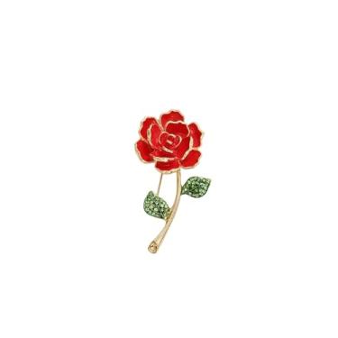 Imagem de GBAHFY Broche romântico de flores de rosas vermelhas para mulheres, broche floral vintage para jaqueta, bolsa, cachecol, Large, Metal, Sem Pedra Preciosa