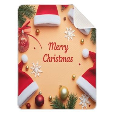 Imagem de Wassud Chapéu de Papai Noel de Natal Cobertor de Bebê para Meninos Meninas Macio Infantil e Recém-Nascido Cobertor Aconchegante de Algodão Essencial para Berçário de Viagem Carrinho 76 x 101 cm