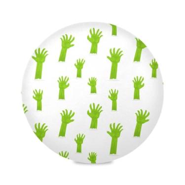 Imagem de Wassud Jogo americano verde zumbi mãos redondas tapetes de mesa para cozinha e jantar tapetes laváveis resistentes ao calor decoração de mesa 39 cm