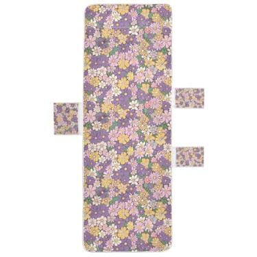 Imagem de STAYTOP Capa de toalha de espreguiçadeira de estilo fresco com fragmentos florais, capa macia para espreguiçadeira, capas de cadeira de praia com bolsos para jardim, pátio, pátio, banhos de sol