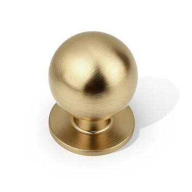 Imagem de Orger 20 maçanetas de armário bronze champanhe sólido de 2,5 cm de diâmetro, puxador de gaveta de bola de furo único, puxadores de cômoda de cozinha