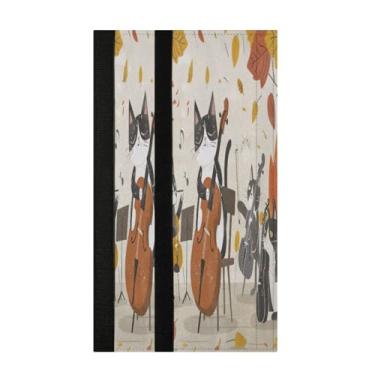 Imagem de STAYTOP 2 peças de capas de maçanetas de geladeira fofas de gato tocando violoncelo, capas de maçaneta para geladeira e forno de micro-ondas, mantenha seu aparelho de cozinha limpo de gotejamentos