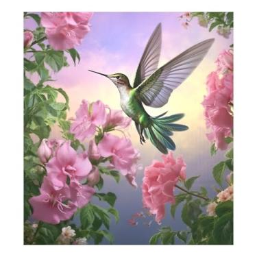 Imagem de Qilmy Beija-flores e lindas flores) Capa magnética para máquina de lavar louça, 58 x 66 cm, capa decorativa para geladeira para porta frontal, adesivo, máquina de lavar, painel de geladeira, decalque