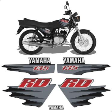 Imagem de SPORTINOX, Kit Adesivos Para Yamaha RD 135 1998 Moto Preta Laterais