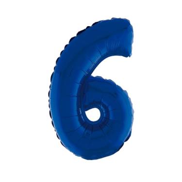 Imagem de BALAO METALIZADO C/CANUDO 16" AZUL NUMERO 6