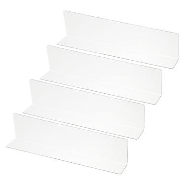 Imagem de Pacote com 4 divisórias de prateleira para organização de armário, 24 x 3 x 6 cm, separador de armário de acrílico, prateleiras de armário de cozinha, bloqueador sob a cama para quarto, cozinha