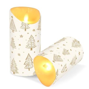 Imagem de ATTX Pacote com 2 velas de árvore de Natal sem chama – 7,6 cm x 9,9 cm de LED com controle remoto e temporizador para casa, casamento, decoração de acampamento #53