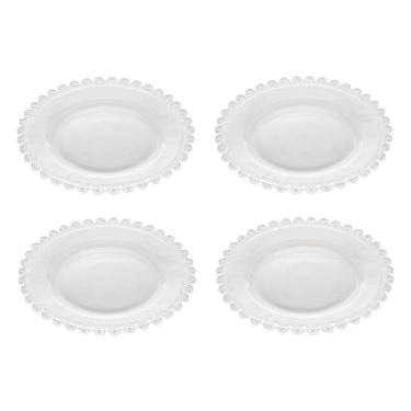 Imagem de Cj 4 Pratos para Sobremesa de Cristal Daisy Transparente 20cm Wolff