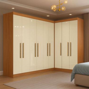 Imagem de Guarda-Roupa Modulado German 9 Portas 2 Gavetas Cinamomo/Off White - Maxel