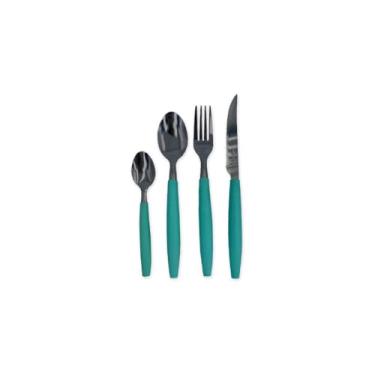 Imagem de Conjunto de Talheres de Inox com Porta Talheres de Gaveta, 24 Peças, Cabos de Polipropileno, Facas 22,2cm, Garfos 20,1cm, Colheres 19,5cm e 15cm