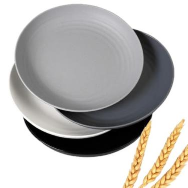 Imagem de GZTFPQ Pratos grandes de plástico profundo, 4 peças, pratos de jantar profundos leves e inquebráveis, pratos de plástico reutilizáveis de 23 cm e tigela de bolinho de massa, seguro para micro-ondas