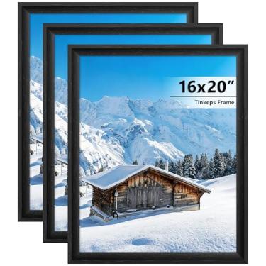Imagem de Tinkeps Conjunto de 3 molduras pretas de 40,6 x 50,8 cm, moldura rústica de pôster, 40,6 x 50,8 cm, para decoração de casa, galeria, obras de arte, suporte de parede horizontal ou vertical