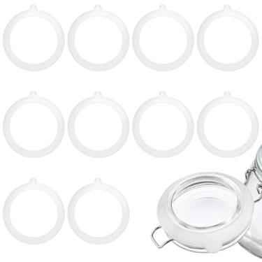 Imagem de 10 peças de vedações de silicone para frascos, juntas de substituição de silicone, vedações de borracha, à prova de vazamento, acessórios de vedação para frascos de vidro de boca, tampas elásticas e