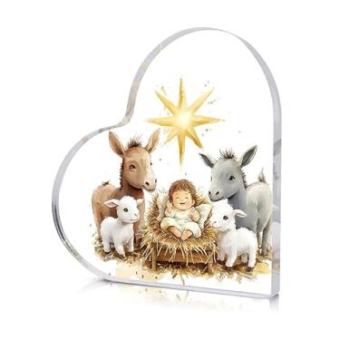 Imagem de Presépio, placas e placas decorativas de acrílico transparente, presente de Natal exclusivo, peso de papel acrílico, adequado para quarto, escritório, decoração de mesa de casa, presente de