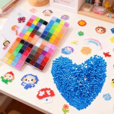 Imagem de 500 contas de fusíveis de 5 mm - contas de derretimento ecológicas para artesanato DIY, presentes de Natal e aniversário, compatíveis com Perler e Hama, vermelho/azul/branco/preto/verde (S53-azul)
