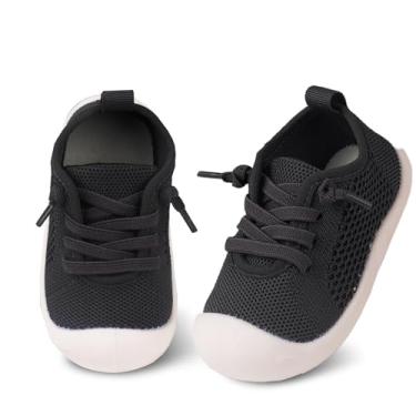 Imagem de Charrost Tênis De Caminhada Infantil Para Meninos E Meninas, Tamanho 6, Bebês 12 A 18 Meses, Cinza Escuro, Descalço, Sem Cadarço, Largo, Pés Gordinhos, Macio, Casual, Áreas Internas, Flexível Antide