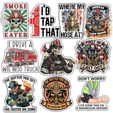 Imagem de BAVAHA Adesivos de bombeiro (10 peças-7,6 cm) Adesivos de bombeiro Adesivos Primeiros Responder Decalques para capacete rígido Engraçado Corpo de Bombeiros, Caminhão de Bombeiro, Presentes Decorações