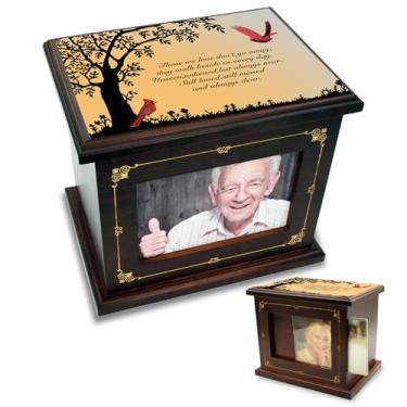 Imagem de AODIYA Urnas grandes de cremação de madeira de até 122 kg para cinzas adultas, urnas funerárias para cinzas humanas, caixa decorativa e caixão para homens e mulheres cinzas (árvore da vida)