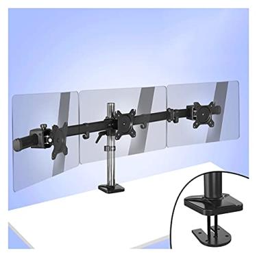 Imagem de UWYTGF Suporte triplo para monitor a gás de 43.2 cm-68.6 cm, três telas LCD, suporte de mesa, altura/inclinação/rotação ajustável, cada braço comporta até 8 kg de montagem em mesa de monitor, C