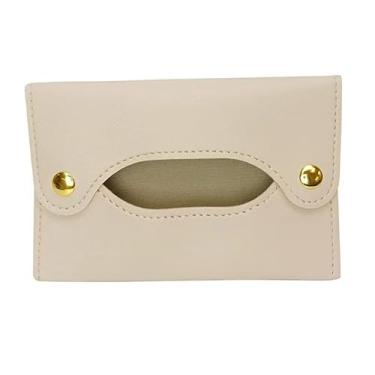 Imagem de Capa de tecido de couro PU, suporte dobrável à prova d'água à prova de poeira para casa, banheiro, carro, escritório; bolsa organizadora de guardanapos portátil com design moderno simples para