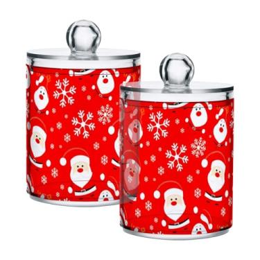 Imagem de Qilmy Pacote com 2 unidades de suporte Qtip de Papai Noel fofo, frascos de boticário de 400 ml, vasilha organizadora de banheiro para cotonetes, bolas de algodão, almofadas de maquiagem, fio dental