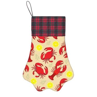 Imagem de SKKNT Meias de Natal com estampa de lagosta e caranguejo para animais de estimação, decoração de Natal, cães, gatos, árvores, doces, presente, conveniente