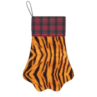 Imagem de SKKNT Meias de Natal com estampa listrada de tigre, animais de estimação, decoração de Natal, cães, gatos, árvores, doces, presente, conveniente