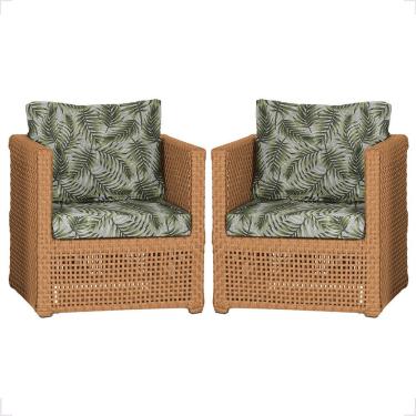 Imagem de 2 Poltronas Madri Alumínio Corda Náutica Estofado 5 Trama Terra Cota