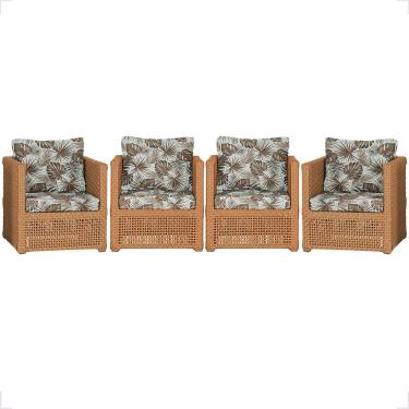 Imagem de 4 Poltronas Madri Alumínio Corda Náutica Estofado 6 Trama Terra Cota