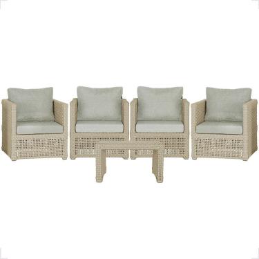Imagem de Mesa E 4 Poltronas Madri Corda Náutica Estofado 3 Trama Rami