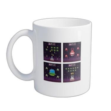 Imagem de Caneca Xícara de Café Porcelana 300ml Cenas Pixelizadas Retro Videogame