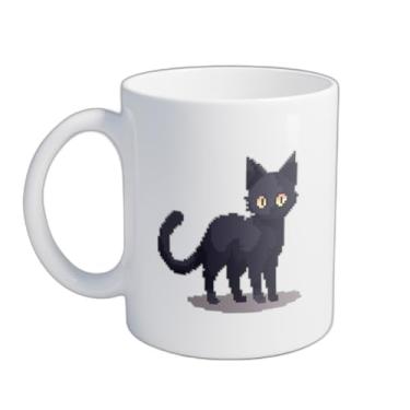 Imagem de Caneca Xícara de Café Porcelana 300ml Com Desenho de Gato Preto