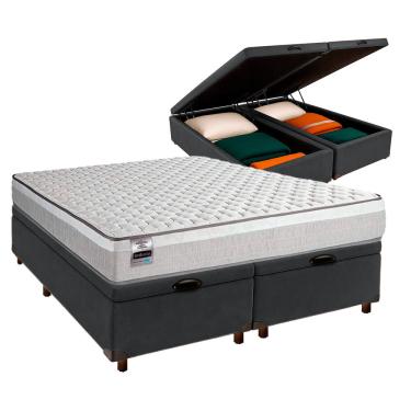Imagem de Cama Box Bau Blindado Queen + Colchão Molas Ensacadas Hanover Inducol