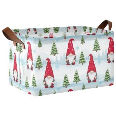 Imagem de Cestos dobráveis para organização para armazenamento de armário, cestas decorativas para decoração de casa, organização e armazenamento, quarto, 17 x 29 x 25 cm, pacote com 2 gnomos de Natal