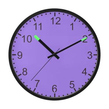 Imagem de ODAWA Relógios de parede de 30,5 cm Relógio digital redondo roxo médio operado por bateria