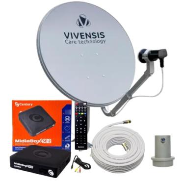 Imagem de Kit Antena Receptor Digital Midiabox SE-2 Lnbf 5g Ku Cabo Cor Preto 110v/220v