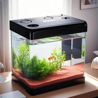 Imagem de Tanque de peixes Betta, kit inicial de aquário de vidro de 5 galões, aquário pequeno com filtro e luz.