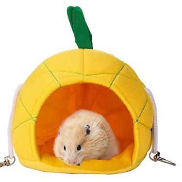 Imagem de Cama para Hamster Acessório de Gaiola Marmosa Hamaca Brinquedos Casa Pequenos Animais e Esquilo Brincar Dormir Ninho Pet Algodão com Correntes Metal Respirável Confortável Quente Pets