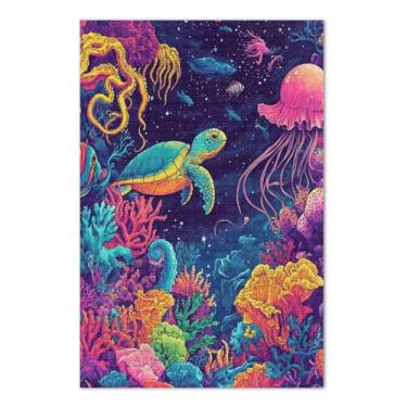 Imagem de Quebra-cabeça adulto colorido mundo subaquático coral 1000 peças, quebra-cabeças legais para adultos com letras nas costas