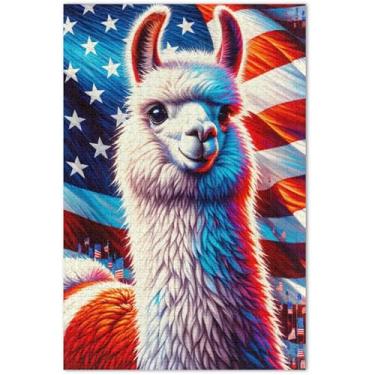 Imagem de Quebra-cabeça bandeira americana lhama EUA 1000 peças adulto família amantes presentes Prime Puzzles brinquedo jogo de arte, 75 x 40 centímetros