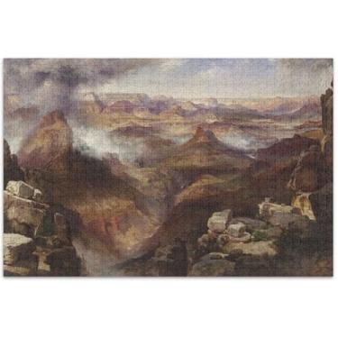Imagem de Quebra-cabeça Thomas Moran American Grand Canyon Colorado River para adultos, 1000 peças, arte de brinquedo, pintura personalizada, divertida para família, presentes de festa de elefante branco, 75 x