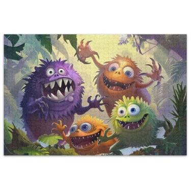 Imagem de Quebra-cabeça Monstros na Selva Aventura 1000 Peças Adultos Animais Floral Família Puzzles Presentes Elefante Branco