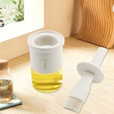 Imagem de Dispensador de óleo com pincel – Frasco dispensador de óleo com escova de silicone para cozinha, vinagre e molho para churrasco, fritura, dispensador de óleo de vidro com escova resistente ao calor